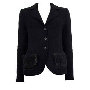 Prada F/W 2006 Fur pockets Black Virgin Wool Jacket Blazer Size IT46 US1…